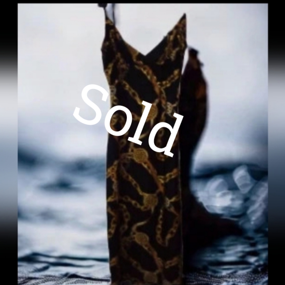Silky Black and Gold Cocktail dress